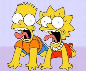 Puzzle Bart και η Lisa ουρλιάζοντας